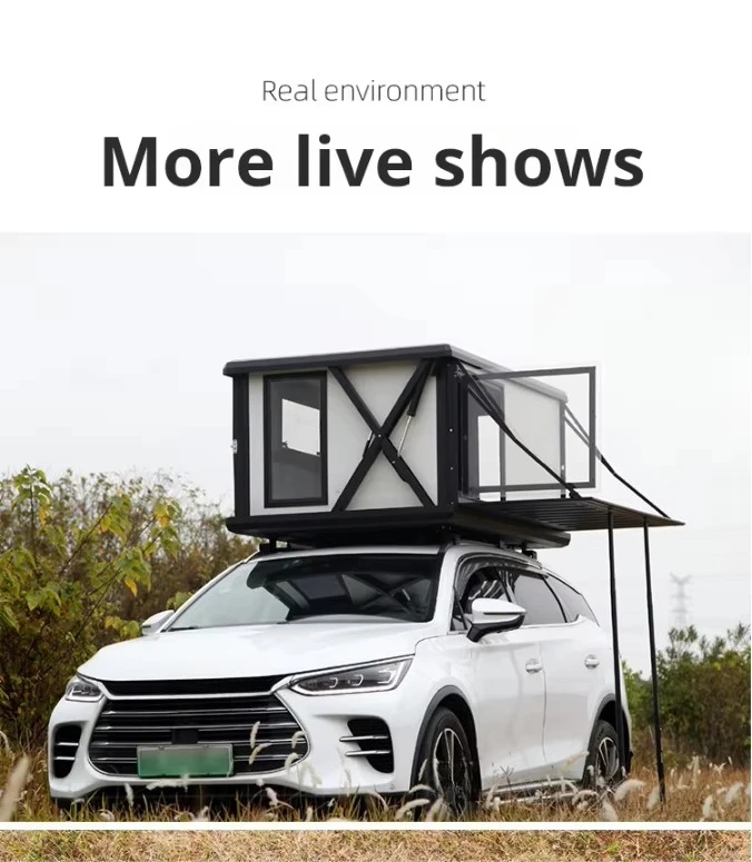 Aluminum Offroad Hardshell Roof Top Tent with Waterproof Car Rooftop Electric Lift System Capacity 2-4 People Camping