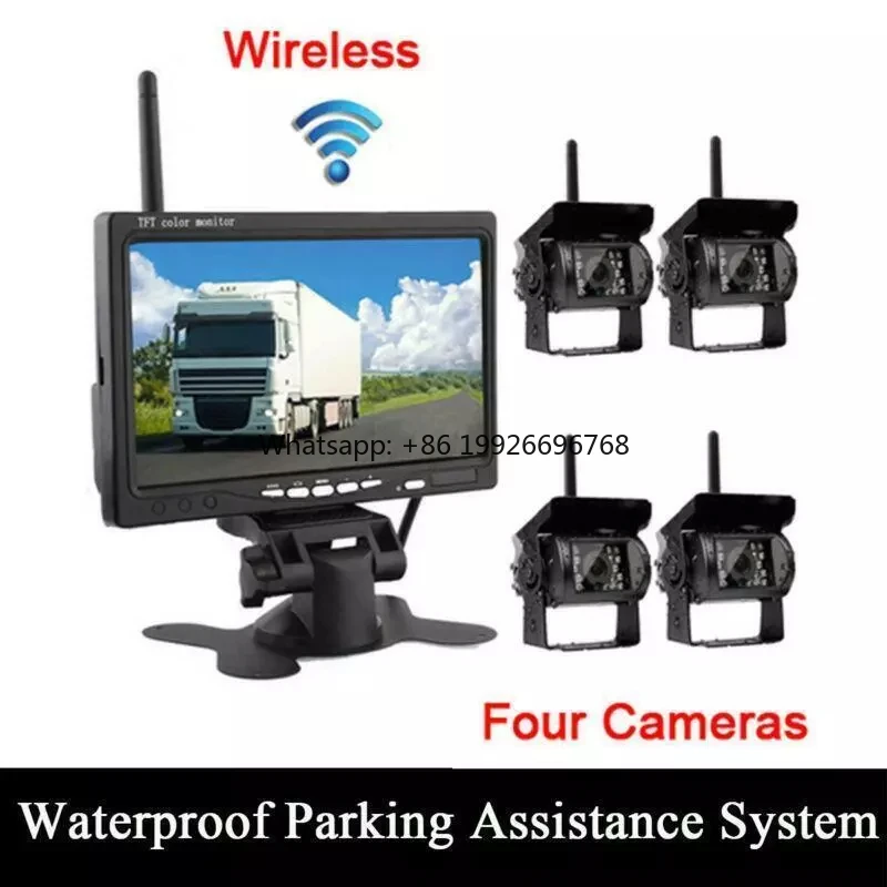 

Truck Wireless Camera Kit Waterproof 18IR Night Vision Rear View Backup Camera 7 Inch Wireless Monitoring System for RV Truck ma