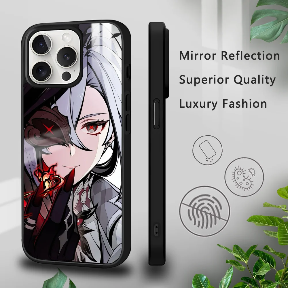 A-Arlecchino G-Genshin Impact Phone Case For iPhone 16 15 14 13 12 11 Pro Xs Max Mini Plus Celulares Hard Funda