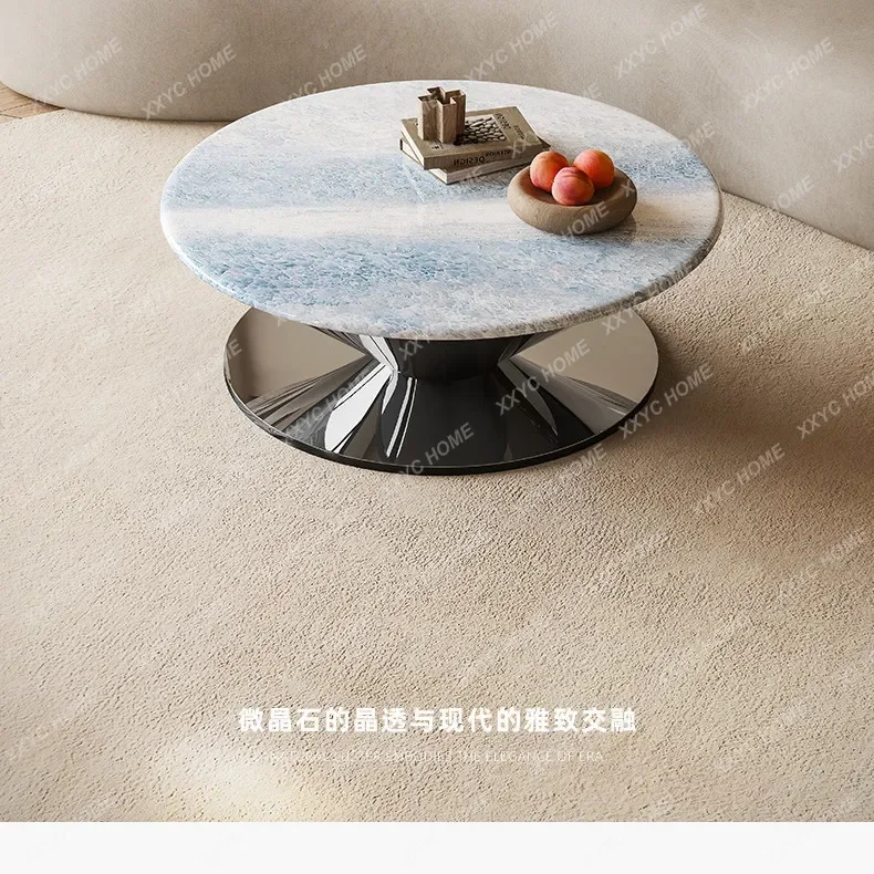 Wabi Sand Wind New Microcrystalline Stone Coffee Table Light Luxury Natural Marble Blue Crystal Living Room Tea Table