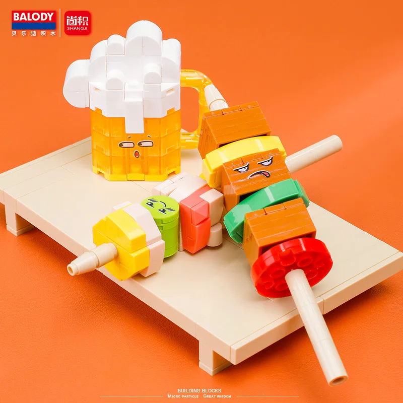 Mini building blocks Hamburg fun food ornaments girl series play toys