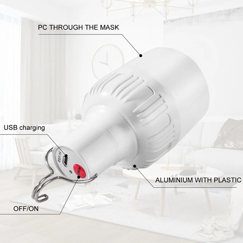 Iluminación de emergencia ZK50 para casa/exterior, linternas portátiles, Bombilla de lámpara de emergencia de 80W, lámpara LED recargable por USB, luz intermitente para acampar