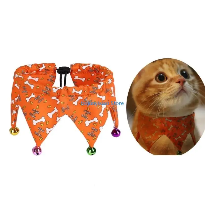 

900B Sweet Collar Adjustable Bandana Halloween Print Saliva Towel