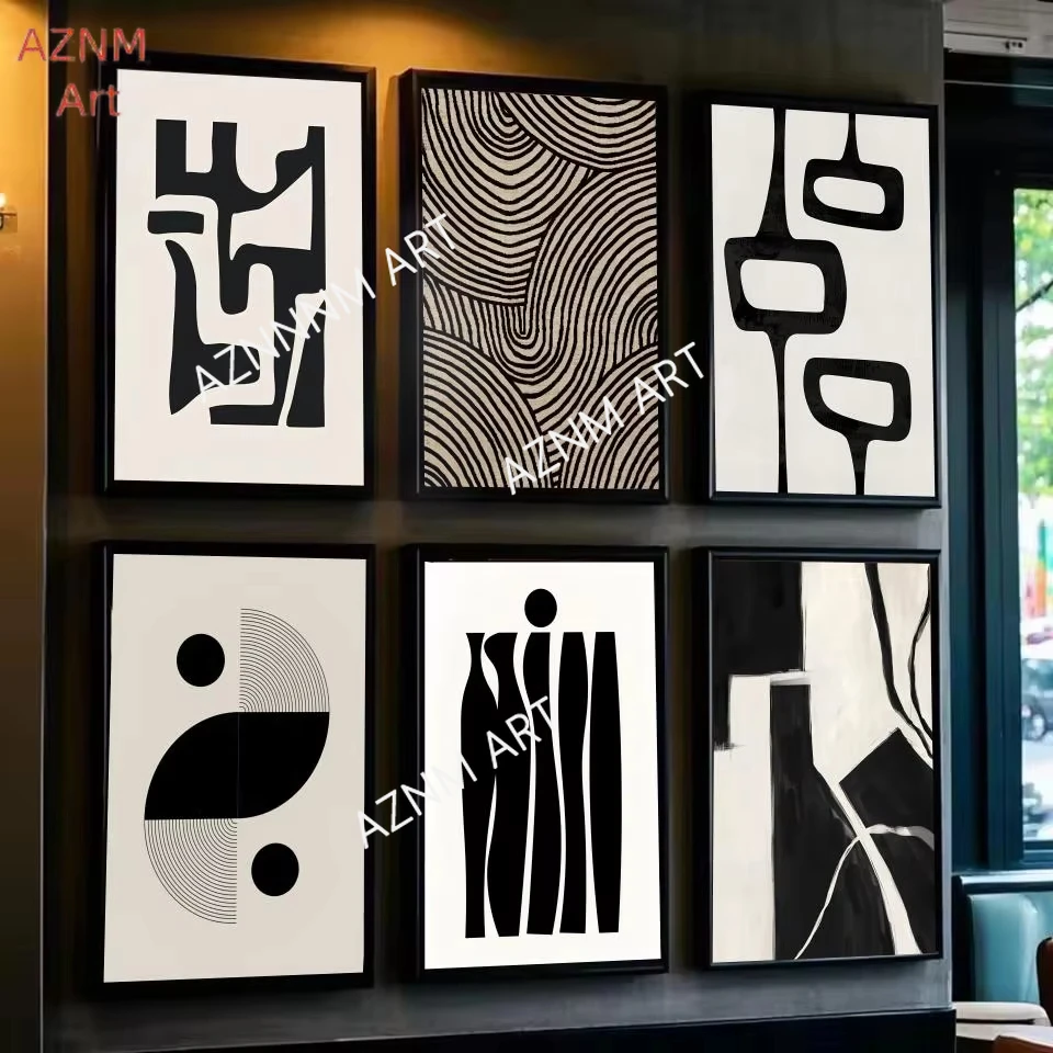 Schwarz-weißes Modernismus-Ausstellungsplakat für Wohnzimmer, Schlafzimmer, Bar, Wandkunst, Drucke, Papieraufkleber, Dekoration, Geschenke