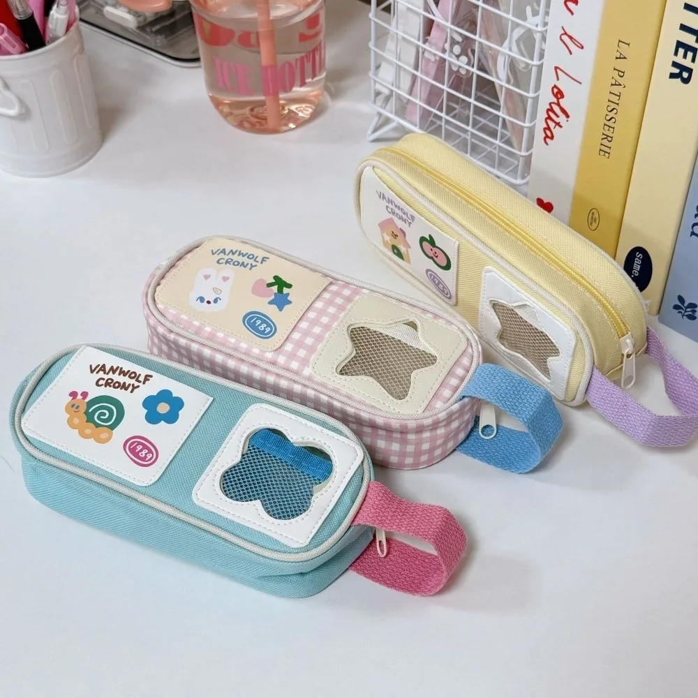 

Ins Fashion Rabbit Kawaii Pencil Bag Large Capacity Zipper Cartoon Stationery Bag Picnic Series Cute Pen Pencil Case School
