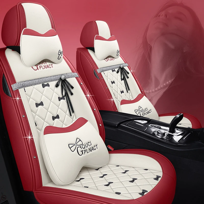 Universal Car Seat Cover Set for Women Universal Breathable Lace Trim Flower Auto Seat Cushion Protector Interior Accessories