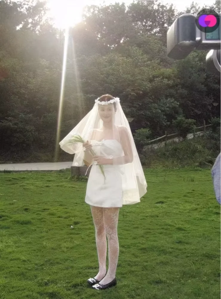 OLOEY Mini Ivory A-line Bow Wedding Dress Korea Photo Shoot Shoot Strapless Satin Short Bridal Gowns Corset Customized 웨딩드레스