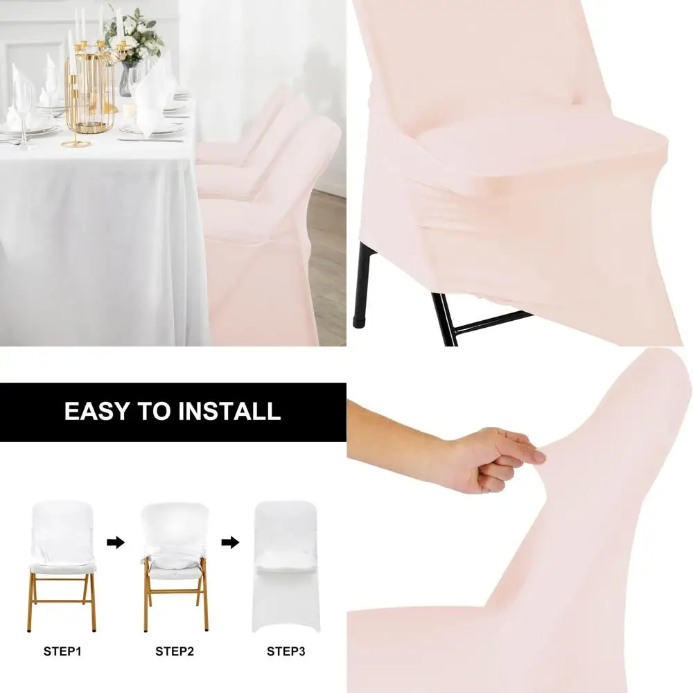

Set of 25 Durable, Removable Polyester Spandex Chair Covers, Solid Blush Pink, Ideal for Living Rooms, Parties, Weddings, Banque