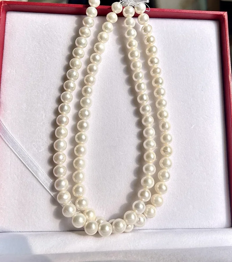 Fashion 925 Sterling Silver Necklace for Women 10-11mm Round Sea Pearl Long Necklace Fine Wedding Party Jewelry Gifts Pendants