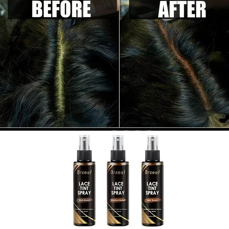100 مل رذاذ لون الدانتيل للشعر المستعار، يحمل رذاذ الشعر الطبيعي الذي يعمل باللمس، رذاذ تذوب الدانتيل طويل الأمد، رذاذ لاصق سريع الجفاف