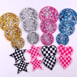 Cartoon Disco Ball Patch Heart Star Embroidered Patches For Clothes Iron On Patches For Clothing Jackets Backpack Sewing Badges