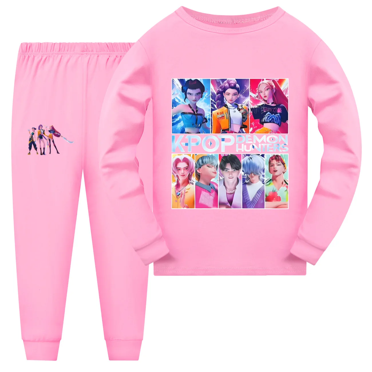 KPop Demon Hunters 2PCs Pajamas Set Kids Cartoon Pyjama Long Sleeve Tops With Pants Casual Sleepwear for Baby Girls  Teen Boys