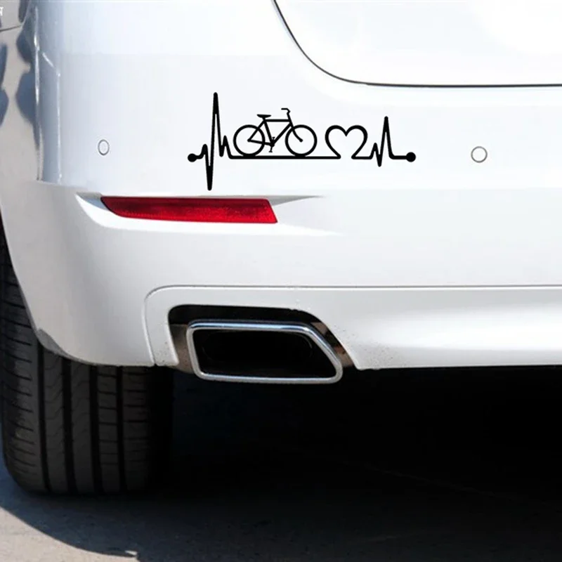 Car Sticker 3D  Bicycle Heartbeat Lifeline Cycling Sticker on Car Funny Stickers and Decals Vinyl Car Styling,19cm*10cm