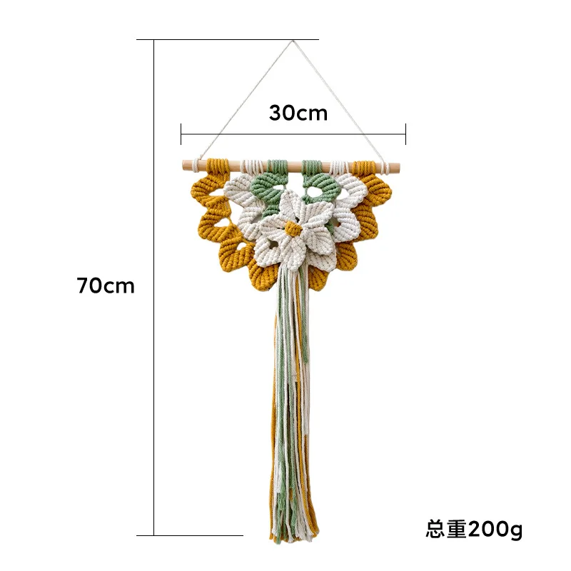 Bohemian Macrame Wall Hanging Floral Cotton Hand Woven Tapestry for Home Bedroom Living Room Wall Decor