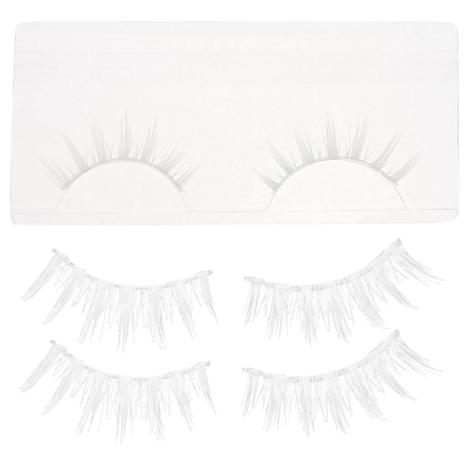 3Pairs Fashion White Fake Eyelashes Soft Lightweight Easy Remove Makeup Cosplay Halloween Party False Lashes Natural Comfortable