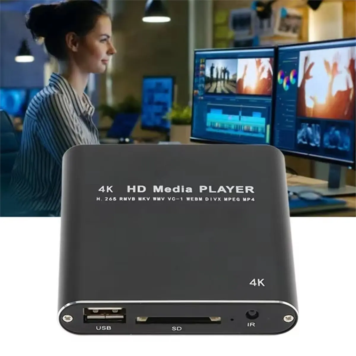 

2026 New HD Video Player 4K High Resolution Mini Streaming Media Player for HD Multimedia Interface AV USB Storage Cards EU