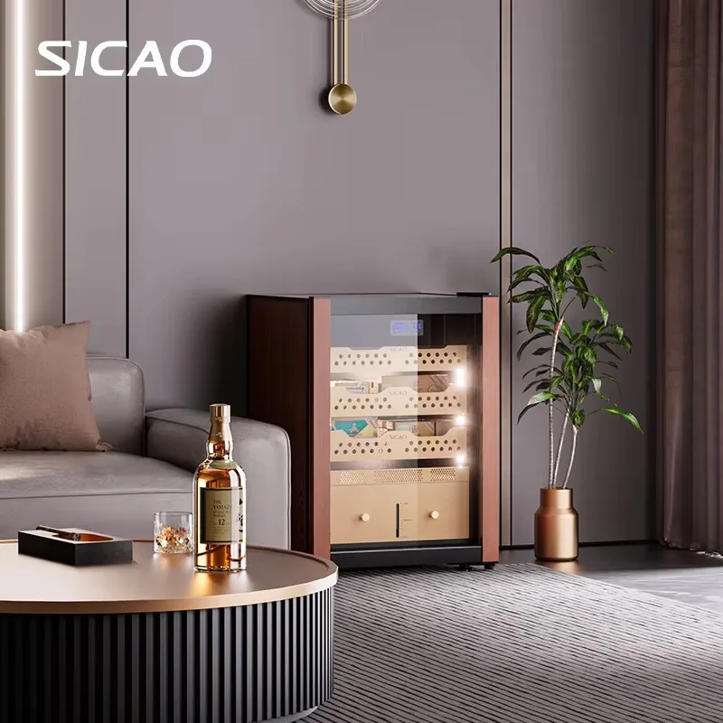 Small Cigar Humidor Electric 137L Hold 1000 Thermoelectric 5.0-22.0℃  Spanish Cedar Wood  Mini Cigar Cooler Cabinet
