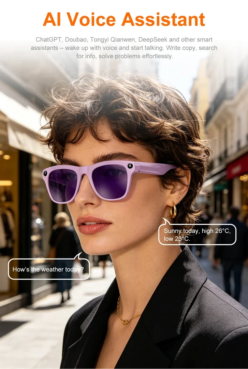 Lenovo 2026 Neue Upgrade-AI-Smart-Brille, 1600W HD 8K Videoaufnahmekamera, Echtzeit-KI-Übersetzung, Bluetooth-Anrufe und Musikwiedergabe – Detail 6