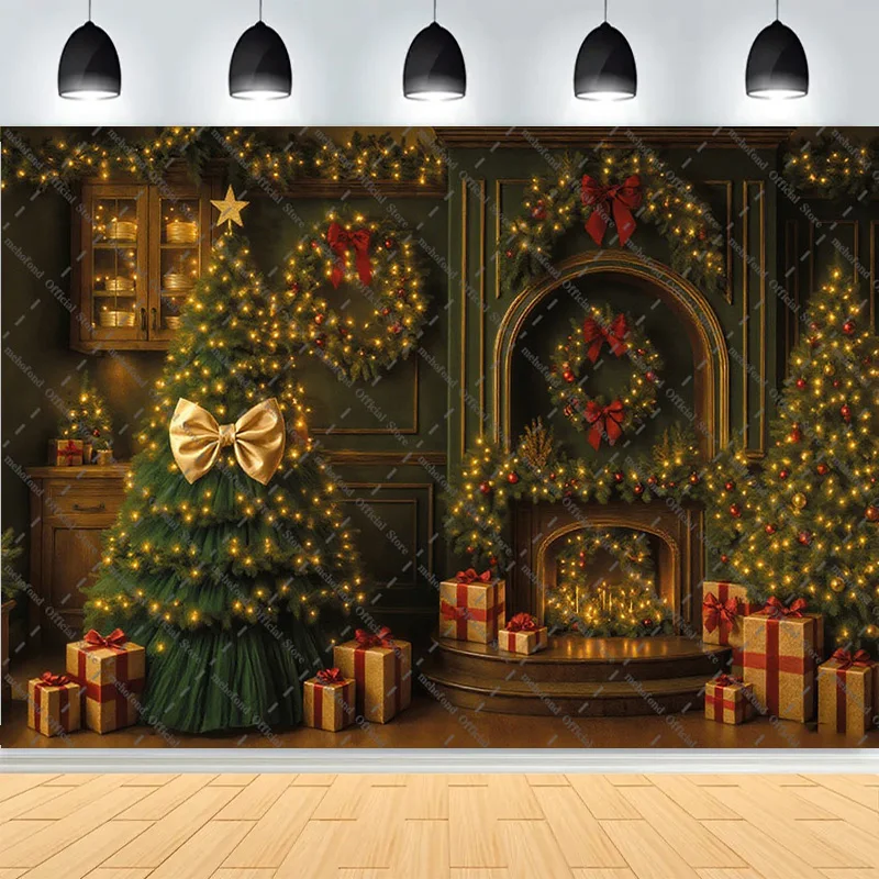 Winter Christmas Atmosphere Windows Photography Background Merry Christmas Glow Christmas Little Photo Studio Backdrops AG-63