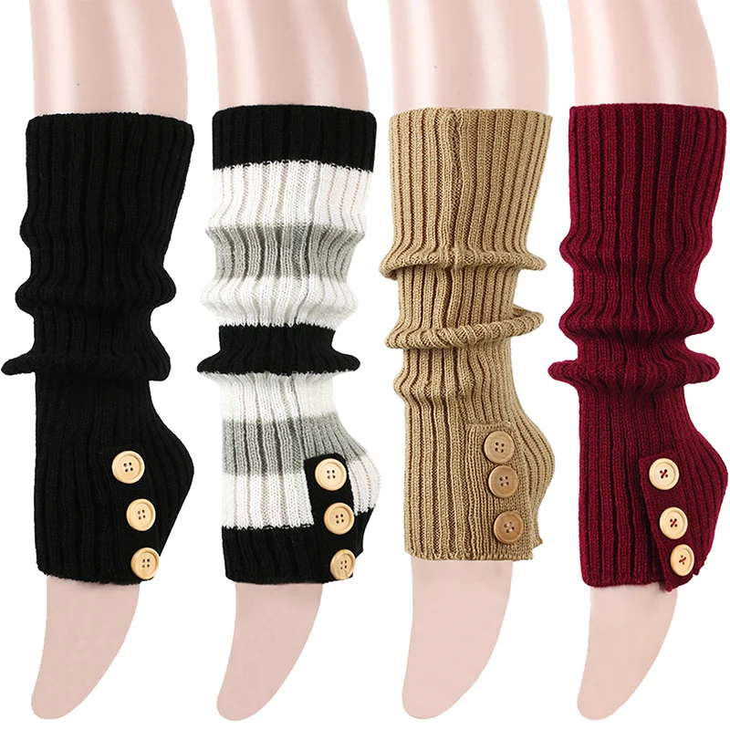 JK Pile Socks Warm Foot Socks Leg Protectors Foot Warmers New Autumn Winter Warm Knitted Knitted Button Socks Long Boot Cover