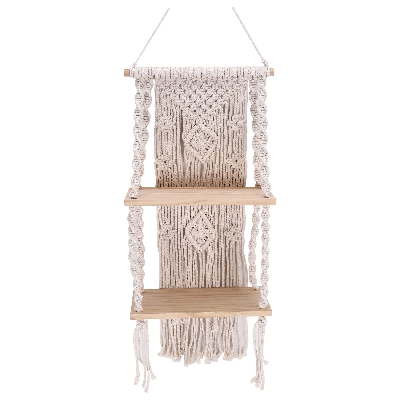 

Handmade Tassel Macrame Wall Hanging Shelf Boho Cotton Rope Woven Tapestry Plant Hanger Floating Shelf Home Room Decor