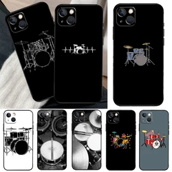 Musical Instrument Drum Phone Case For iPhone 11 12 13 14 15 16 Pro Max Mini X XR XS Max Plus Cover Funda