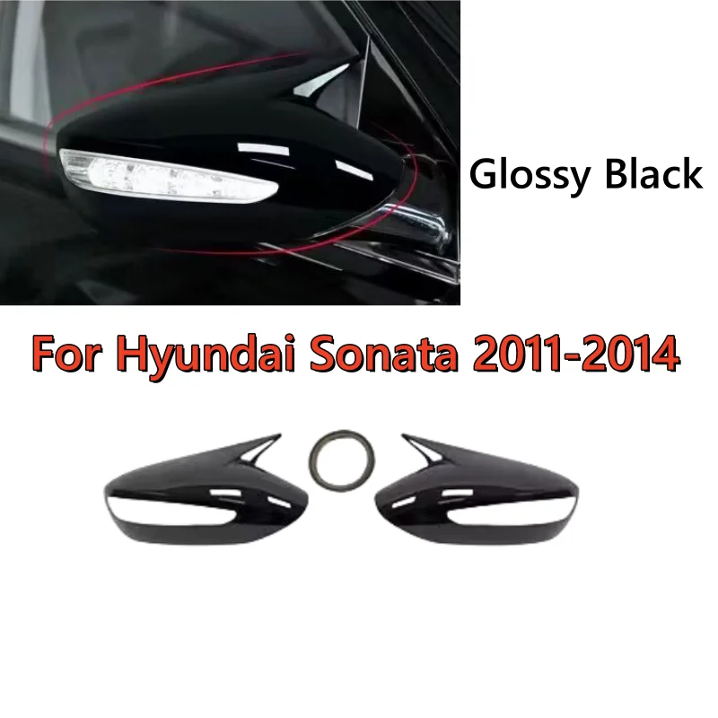 

2X Glossy Black OX Horn Side View Mirror Cover Trim For Hyundai Sonata 2011-2014