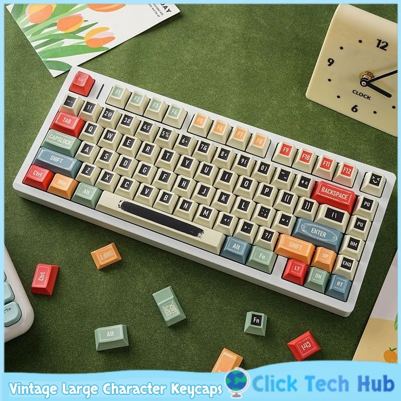 Vintage Large Character Keycaps 143 Keys Cherry Pbt German French Korean Spanish Small Languages Mechanical Keyboard Keycaps