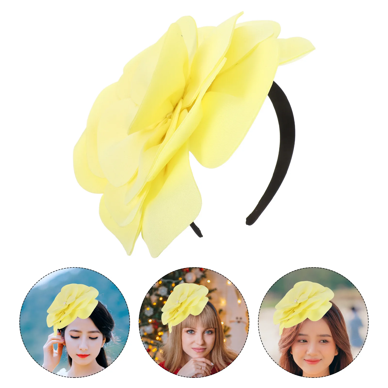 

Floral Headpiece for Women Large Flower Cocktail Hat Bridal Wedding Accessory Big Flower Decorative Headband Bridal Hair Band