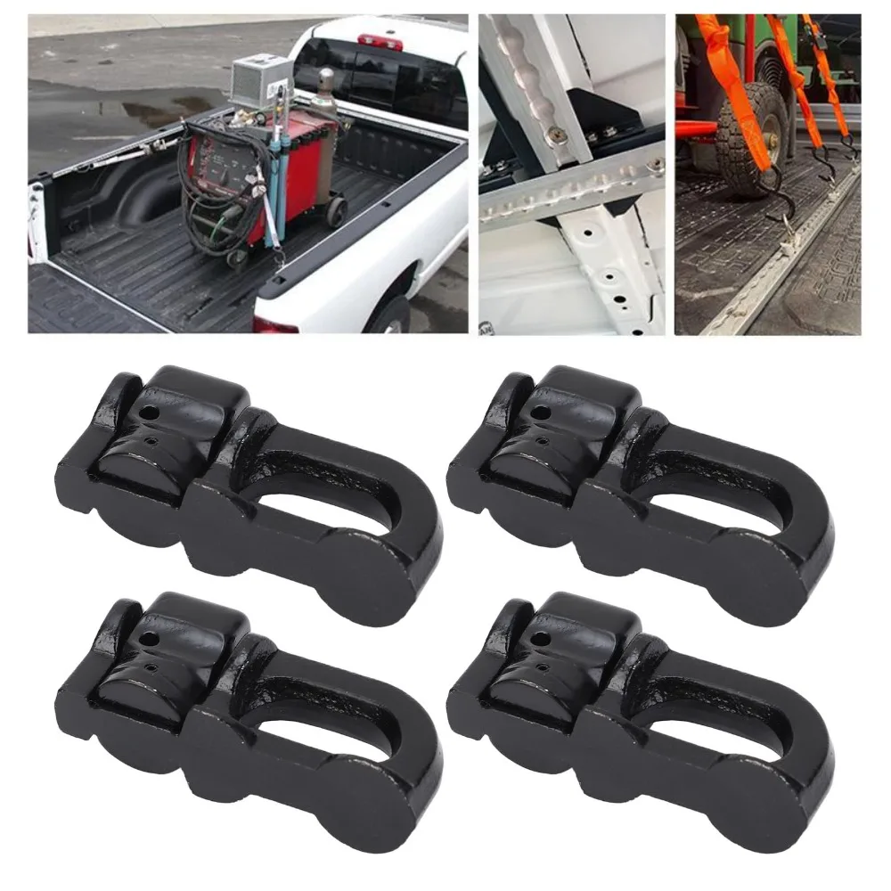 

4Pcs Vehicle Accessory Carbon Steel L Track Fitting Black Tie Down Fitting Double Stud Fitting ATV Use