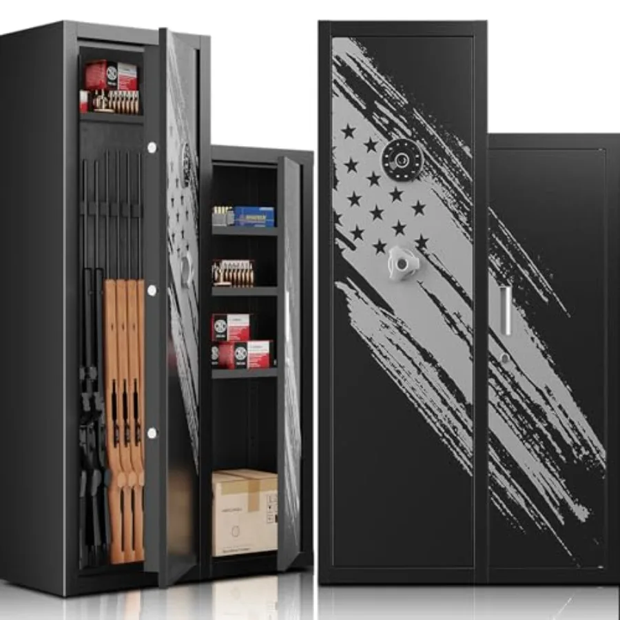 

2025 Новый большой домашний сейф для пистолета для винтовки и пистолетов со съемными стойками и 4 карманами для пистолета Идеально подходит для надежного хранения длиной
