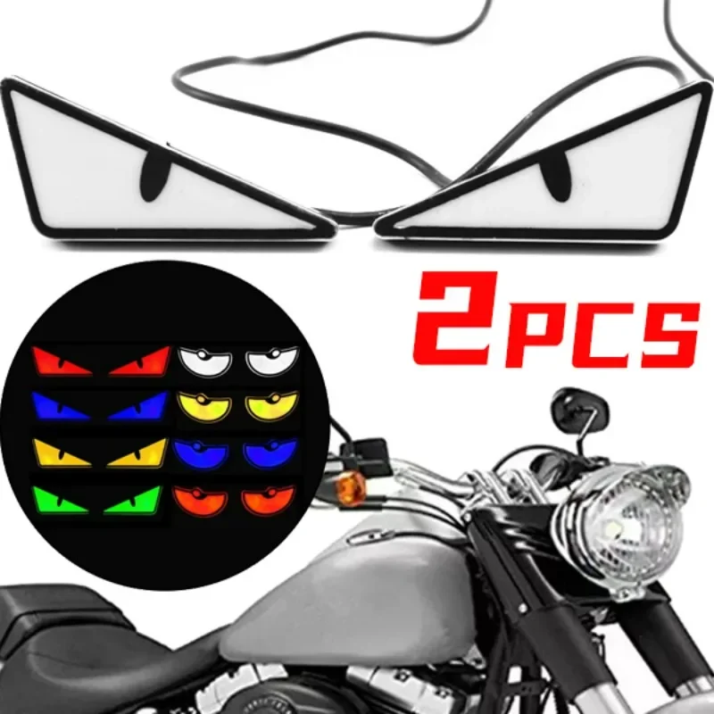 Universal Motorcycle LED Devil'Eyes Lights Demon Eyes Headlight Motorcycle Mini Projector Lens Lamp Car Decoration Lights