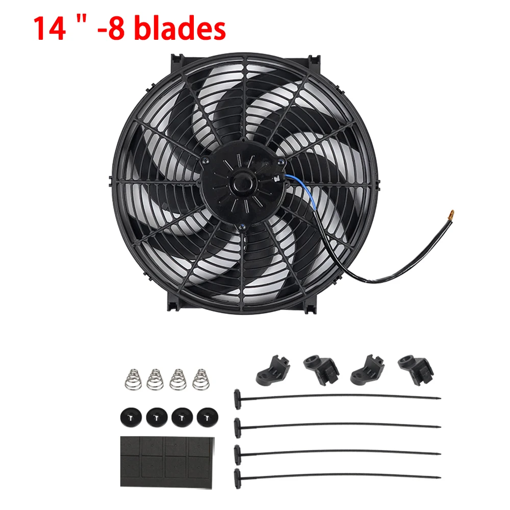 Universele 7/9/10/12/14/16 Inch 12V 80W 2100RPM Auto airconditioning Elektronische Radiator Koelventilator Blade Elektrische Cool Kit