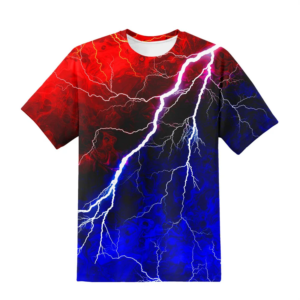 T-Shirts für Kinder, 3D-Druck, Flamme, Blitz, lässig, für Jungen und Mädchen, Tops, Sommer, Rundhalsausschnitt, kurze Ärmel, 2025, Kinderkleidung – Detail 3