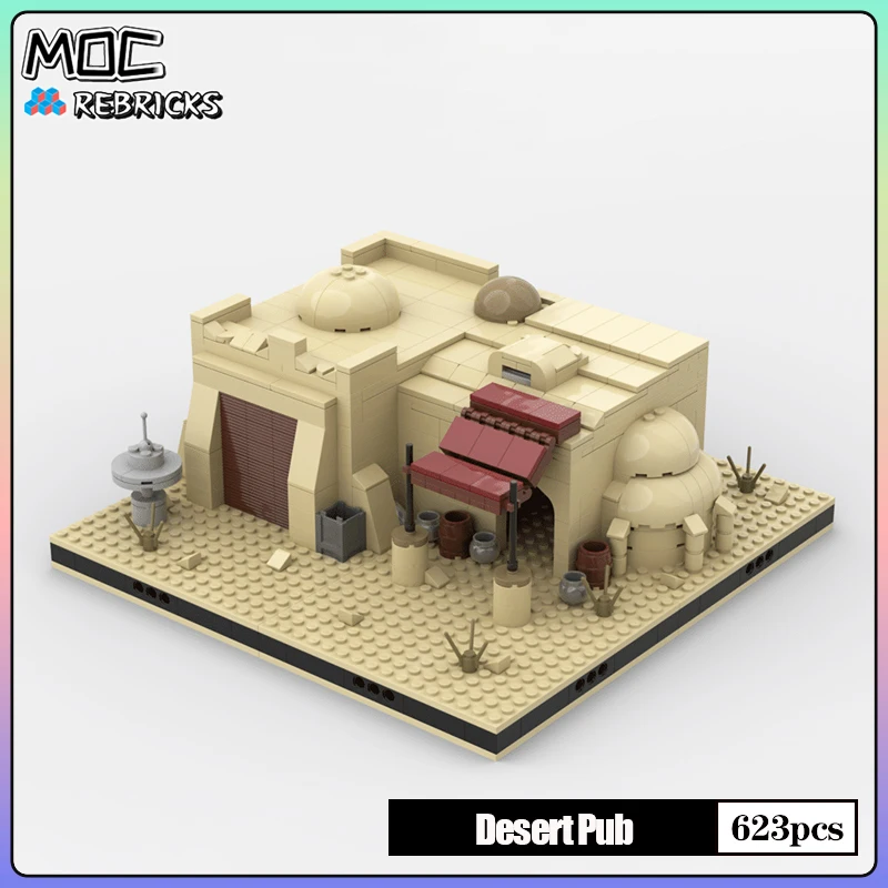 MOC 스트리트 뷰 시리즈 3 차원 모듈 사막 집 빌딩 블록 벽돌 세트, 독창성 DIY 장난감, 어린이 휴일 선물