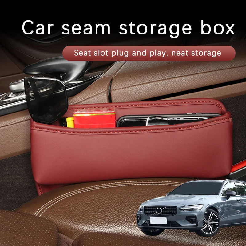 Car Seat Gap Storage Box Driver Front Auto Seat Gap Filler Organizer Wallet Keys Card Storage Box For Volvo V60