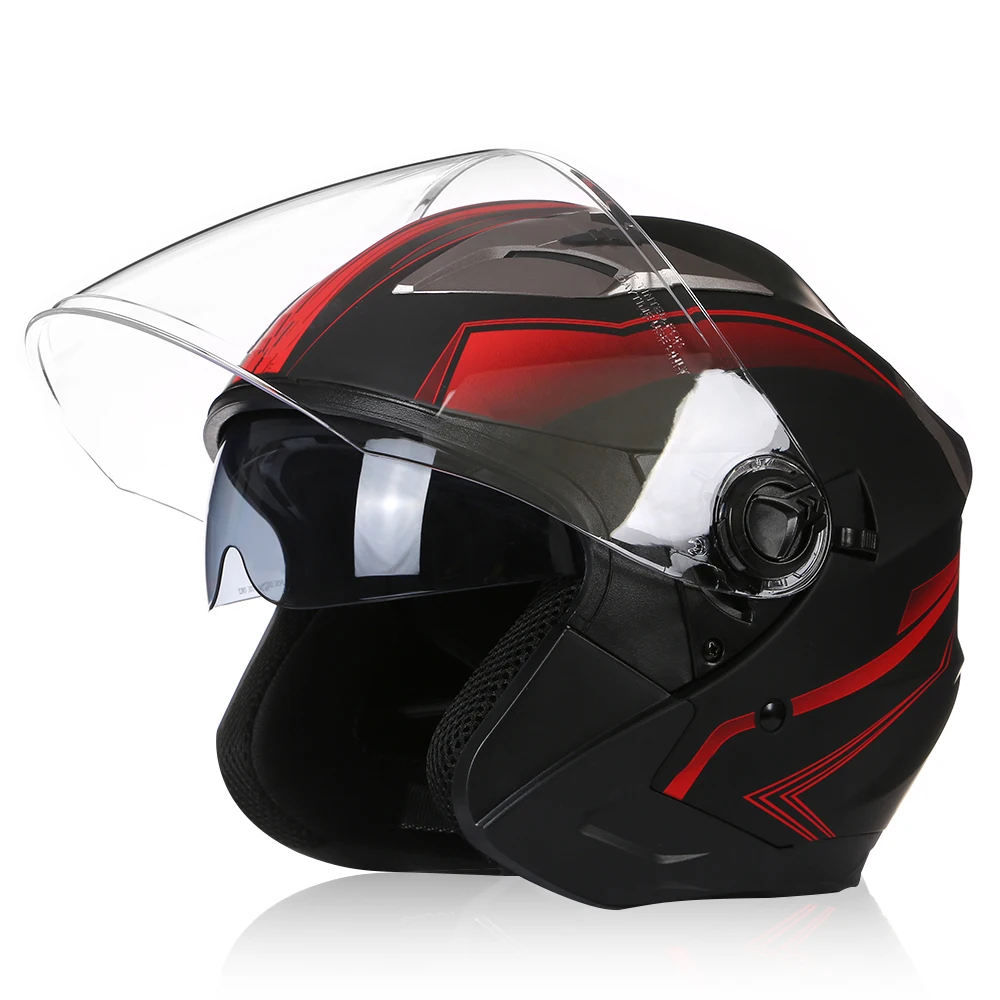 men's Motorcycle helmets casque de moto DOT Approved Open face Double lens helmet Vintage casques man 3/4 casco Removable lining