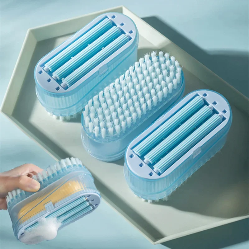 Soap Foaming Box Laundry Brush Two-in-one with Rollers Shoe Rubbing Brush Home Multi-functional Soap Draining and Storage Box