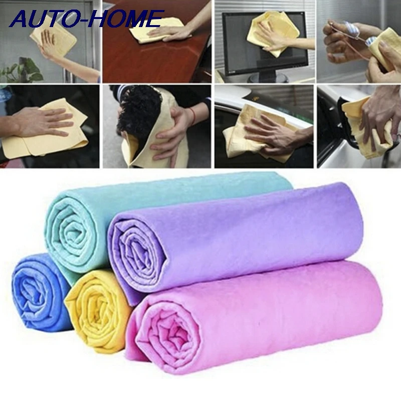 Color newMagical Auto Care Suede PVA Deerskin Chamois Towels Car Cleaning Cham Towel Wash Cloth Sponge Super absorbent Random