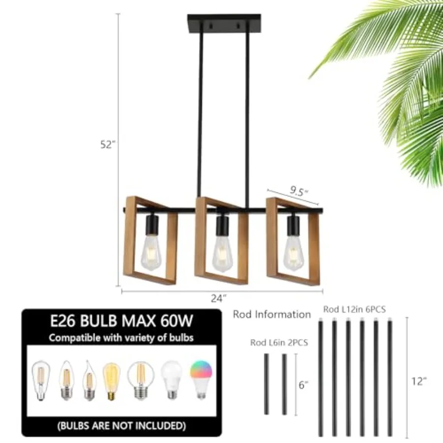 Kitchen Islnd Lighting Dining Room Chndelier Frame Pendant Light for Living Room Foyer Entryway Hallway E26