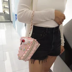 Borse da sera da donna borsa a tracolla a tracolla con catena di lusso a forma di torta 3D borsa da sposa con ricamo femminile