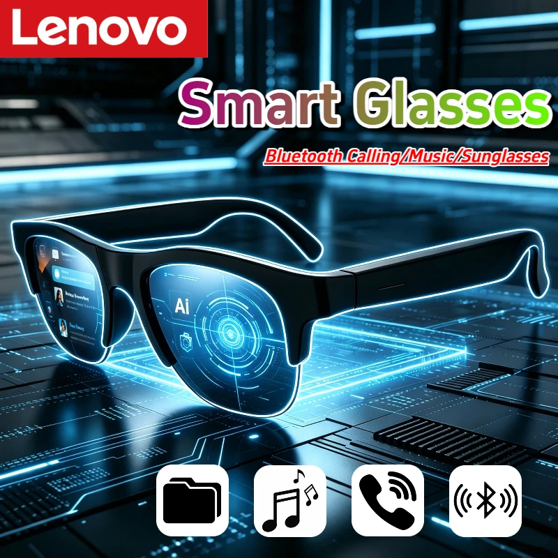 

Lenovo Smart Glasses Touch Control Bluetooth Call Music Recording Translator Voice Assistant Adults Wireless Bluetooth Glasses