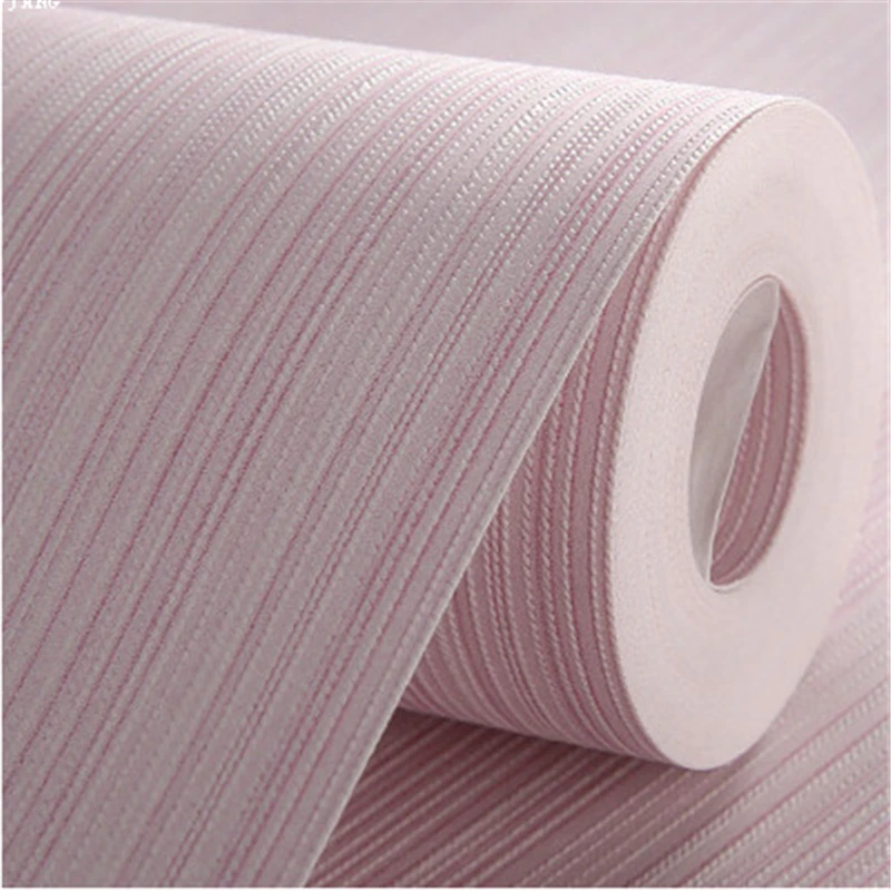 9.5M Non-Woven Wallpaper Minimalist Pure Color Vertical Thin Stripe Beige Bedroom Living Room Hotel Home Decoration Wall Sticker