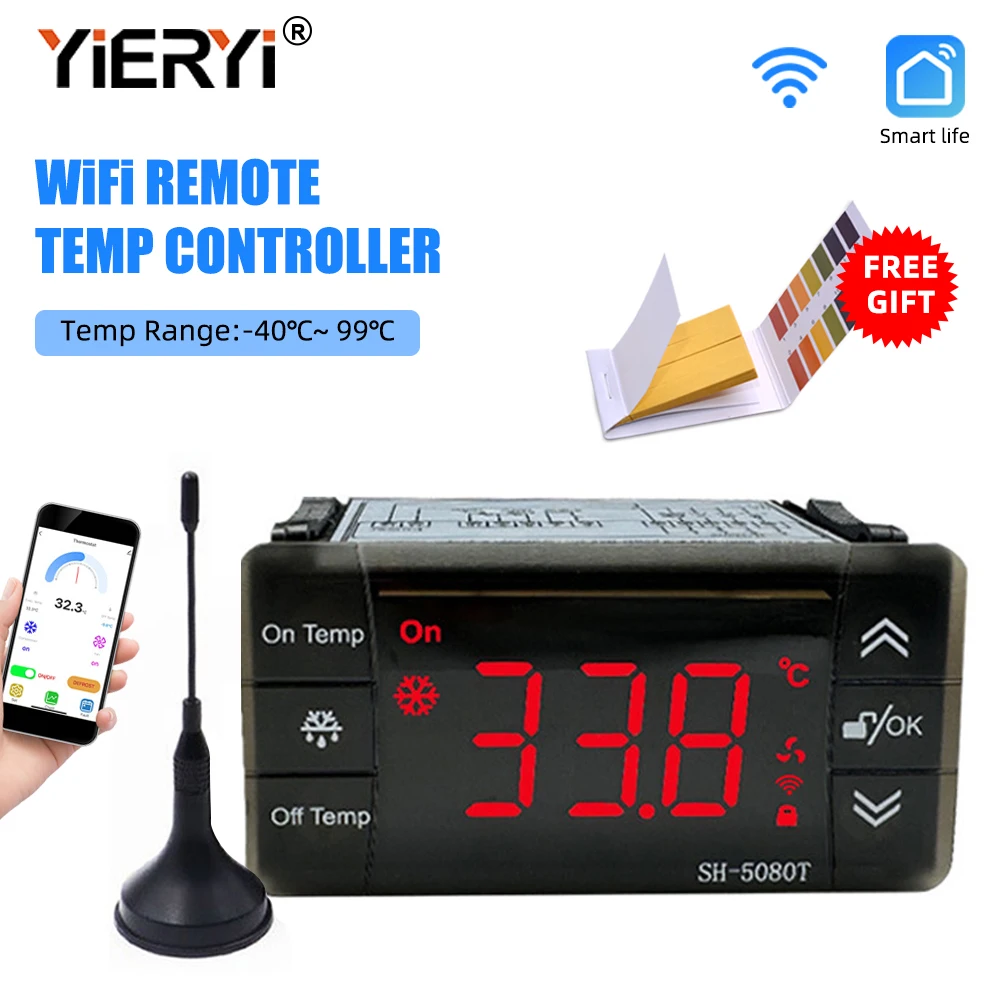 Yieryi SH-5080T Wifi Remote Temperature Controller IP65 Waterproof Ntc Sensor For Refrigerator Freezer Tuya App Control 220V