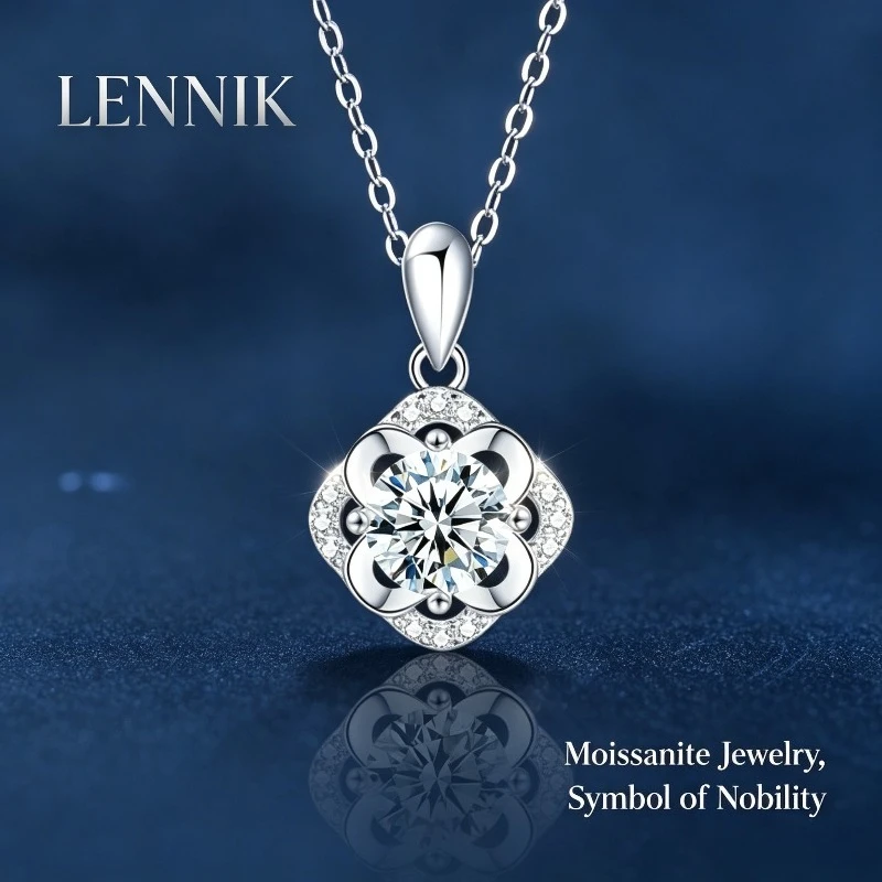 lennik-s925-スターリングシルバー-ステイメン-四つ葉のクローバー-ネックレス-レディース-気質-モアサナイト-ペンダント-鎖骨チェーン-ジュエリー