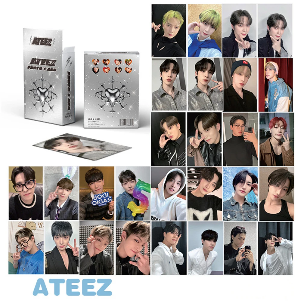

50 шт./набор Kpop ATEEZ Фотокарта ЛОМО карта Лазерная маленькая карта Hongjoong Seonghwa Yunho Yeosang San Ming Wooyoung Jongho подарок