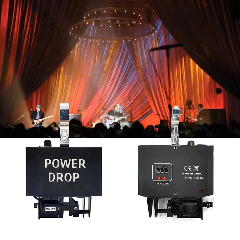 2 Sets Power Drop System 100W Curtain Falling Machine DMX512 for Stage Theater Wedding