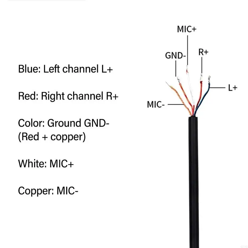 베어 와이어 오픈 엔드 TRRS 4극 스테레오 3.5mm 1/8" 플러그 잭 오디오 케이블(헤드셋 마이크 수리 라인용)에 대한 3.5mm 수 플러그