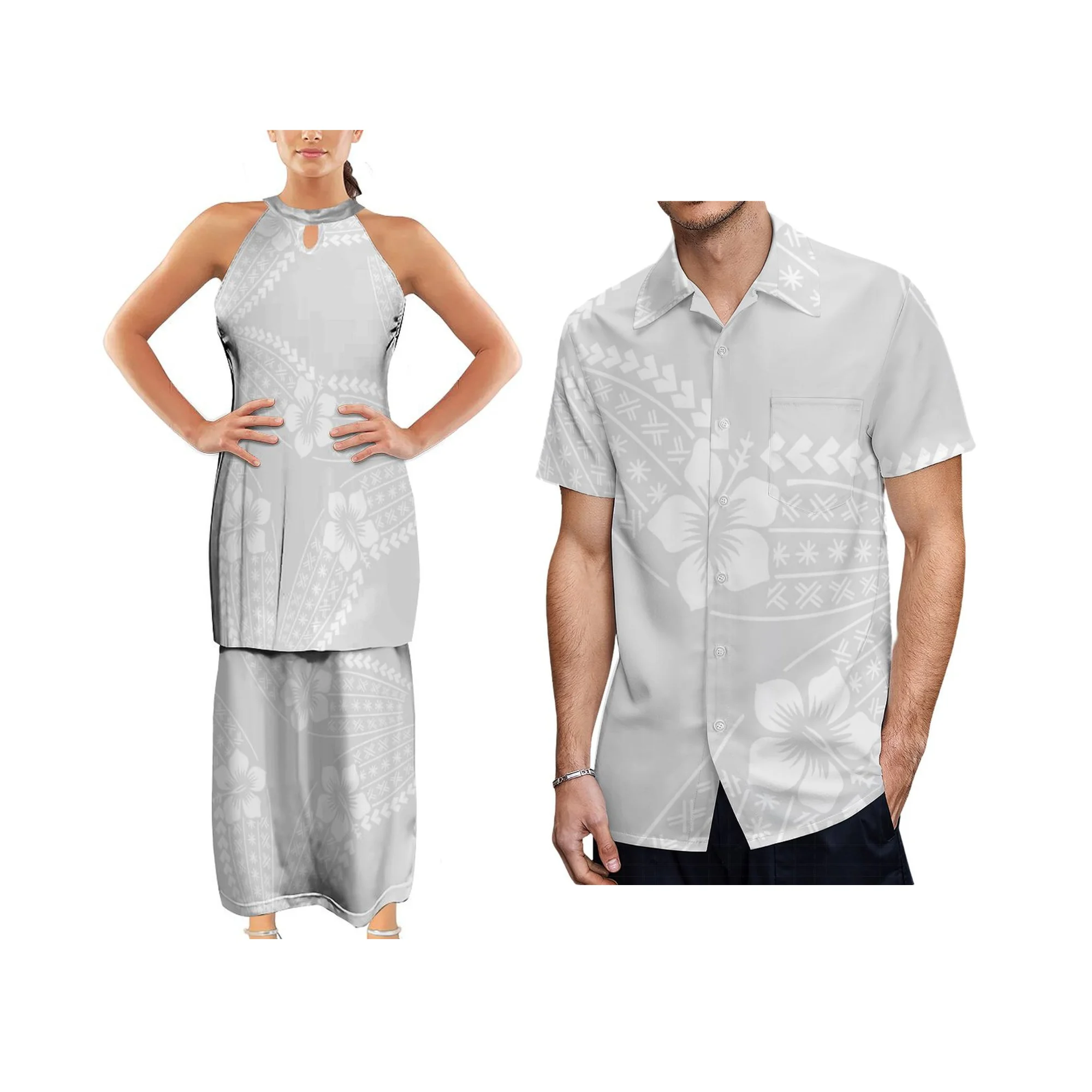 

Summer Ladies New Polynesian Sleeveless Puletasi Tribe Pattern Print Hawaii Island People Hair A Loose Suit Dress