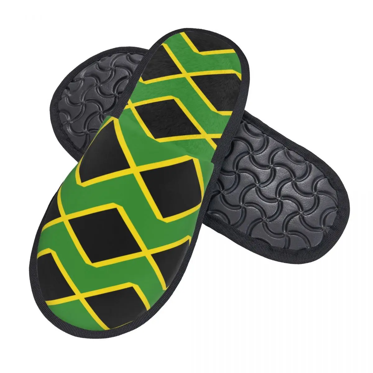 Custom Jamaican Flag Reggae Soft Memory Foam House Slippers Women Cozy Warm Anti-skid Sole Slipper